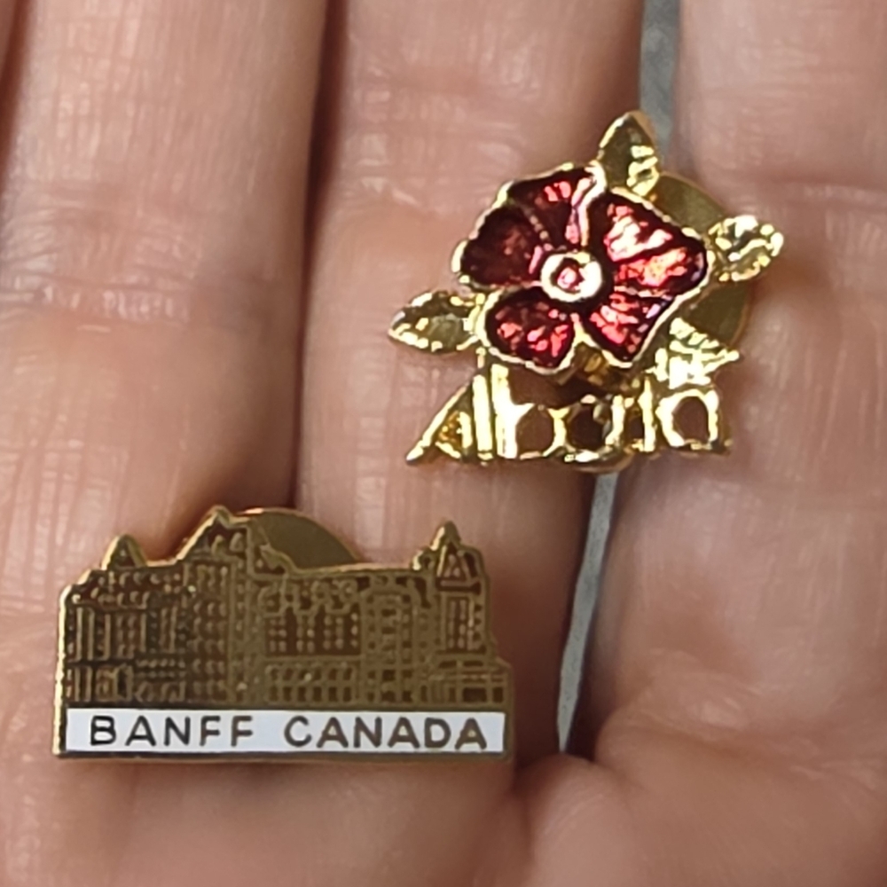Pair Of Alberta, Canada Souvenir Lapel Pins